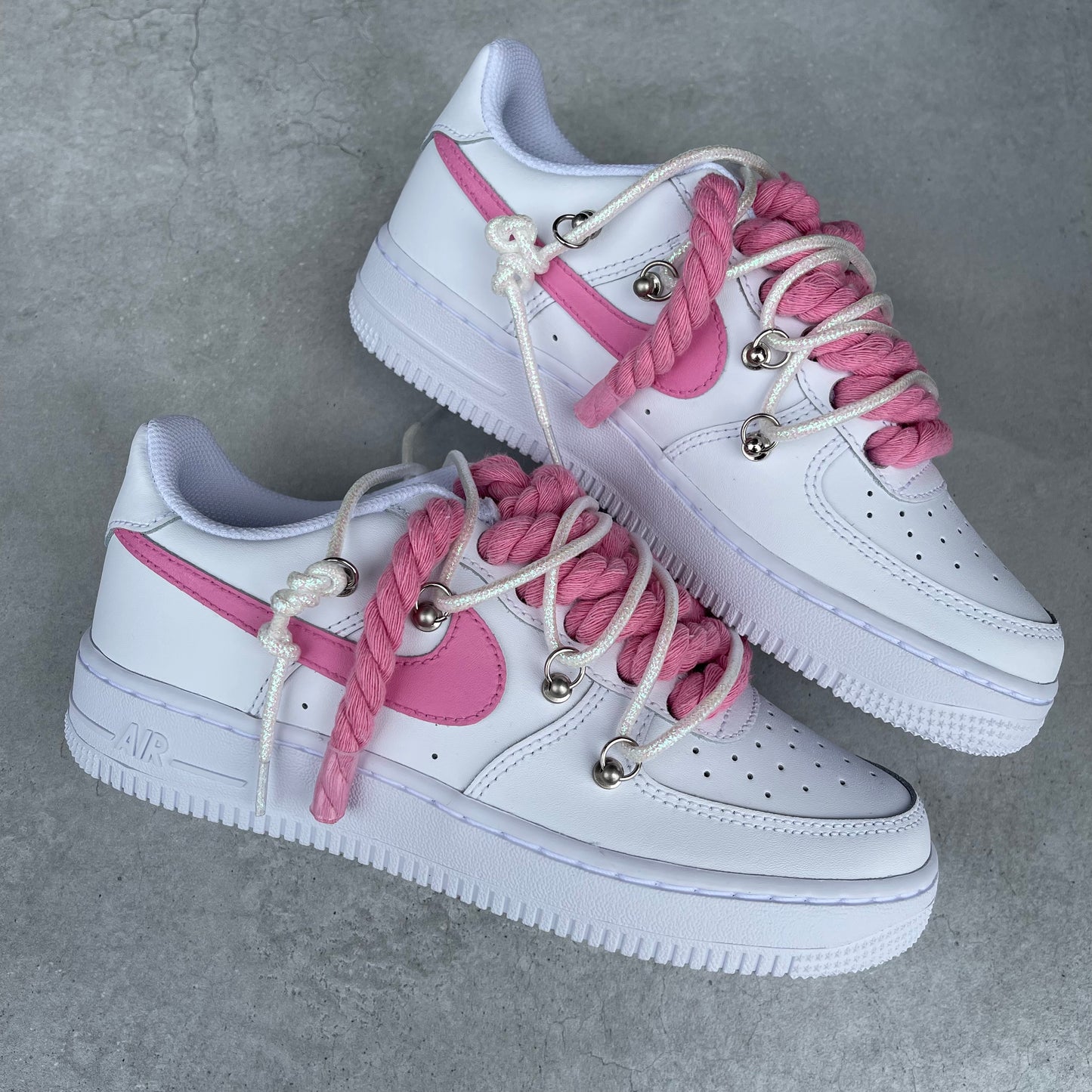 Custom AIR FORCE 1 - Pink lot (rope laces)