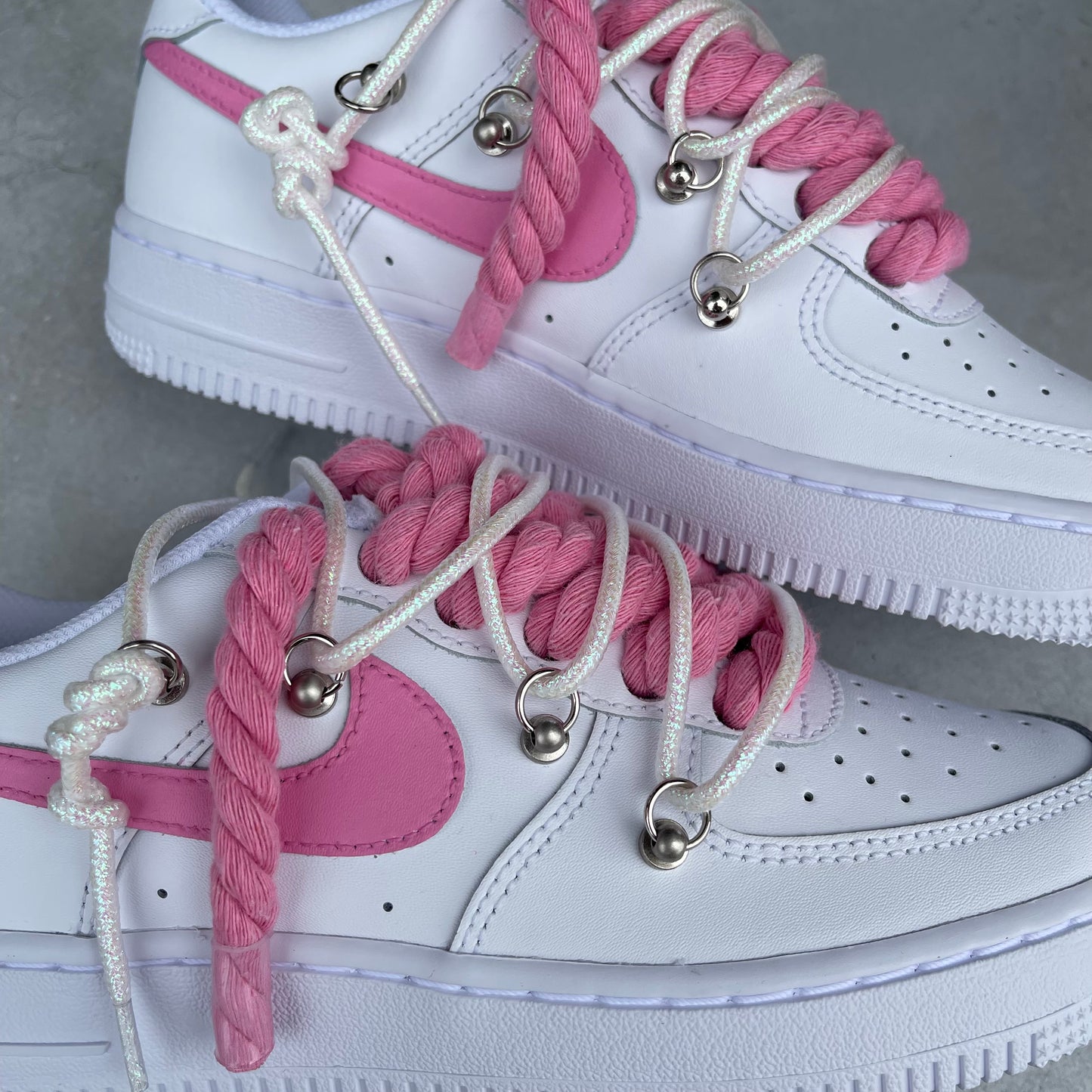 Custom AIR FORCE 1 - Pink lot (rope laces)