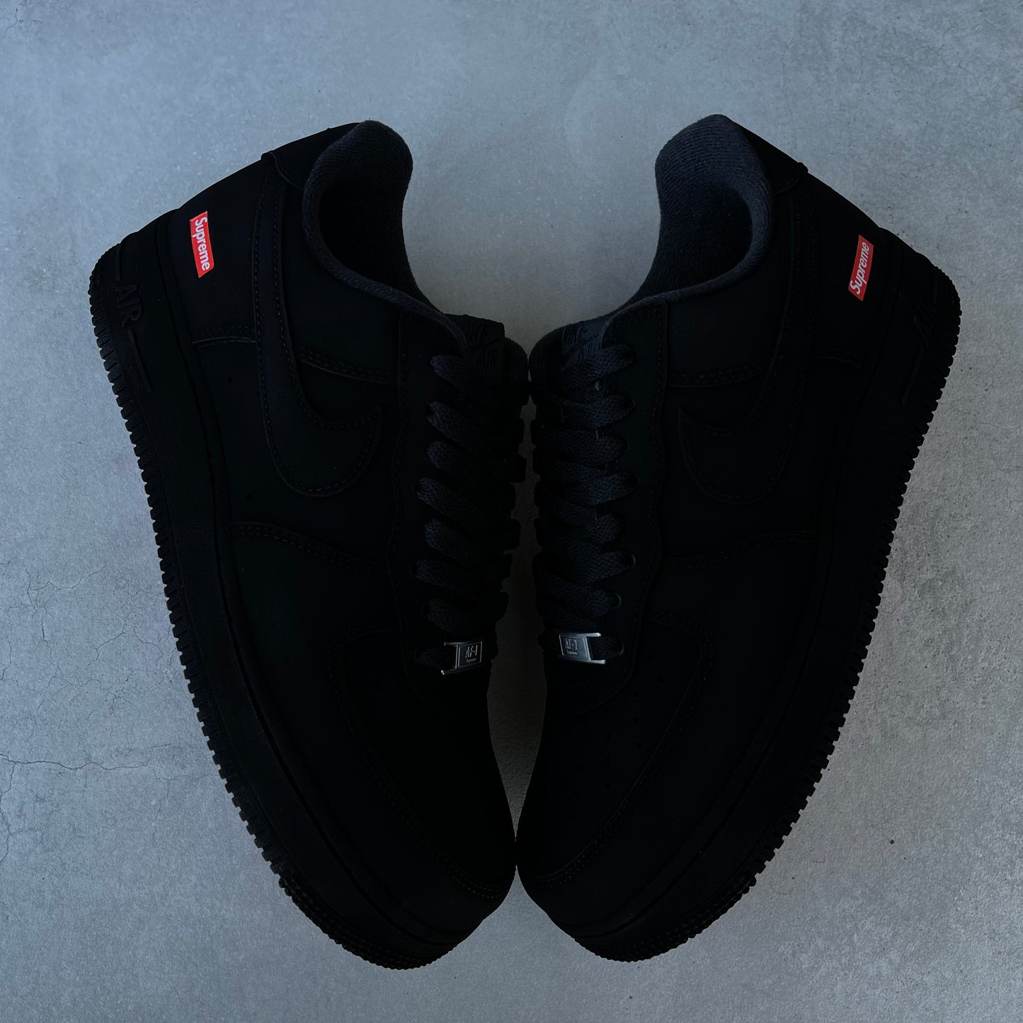 Custom AIR FORCE 1 Supreme - Blackest (with red soles)