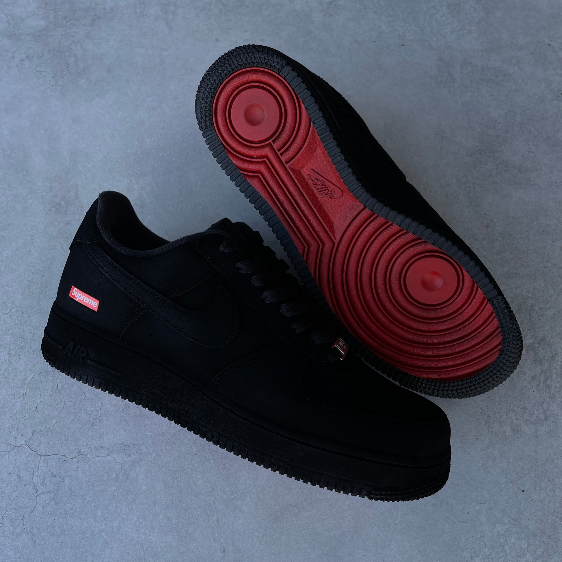 Custom AIR FORCE 1 Supreme - Blackest (with red soles) – TA Customs