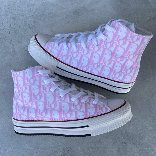 Custom Converse platform high - Christian D (pink fabric)
