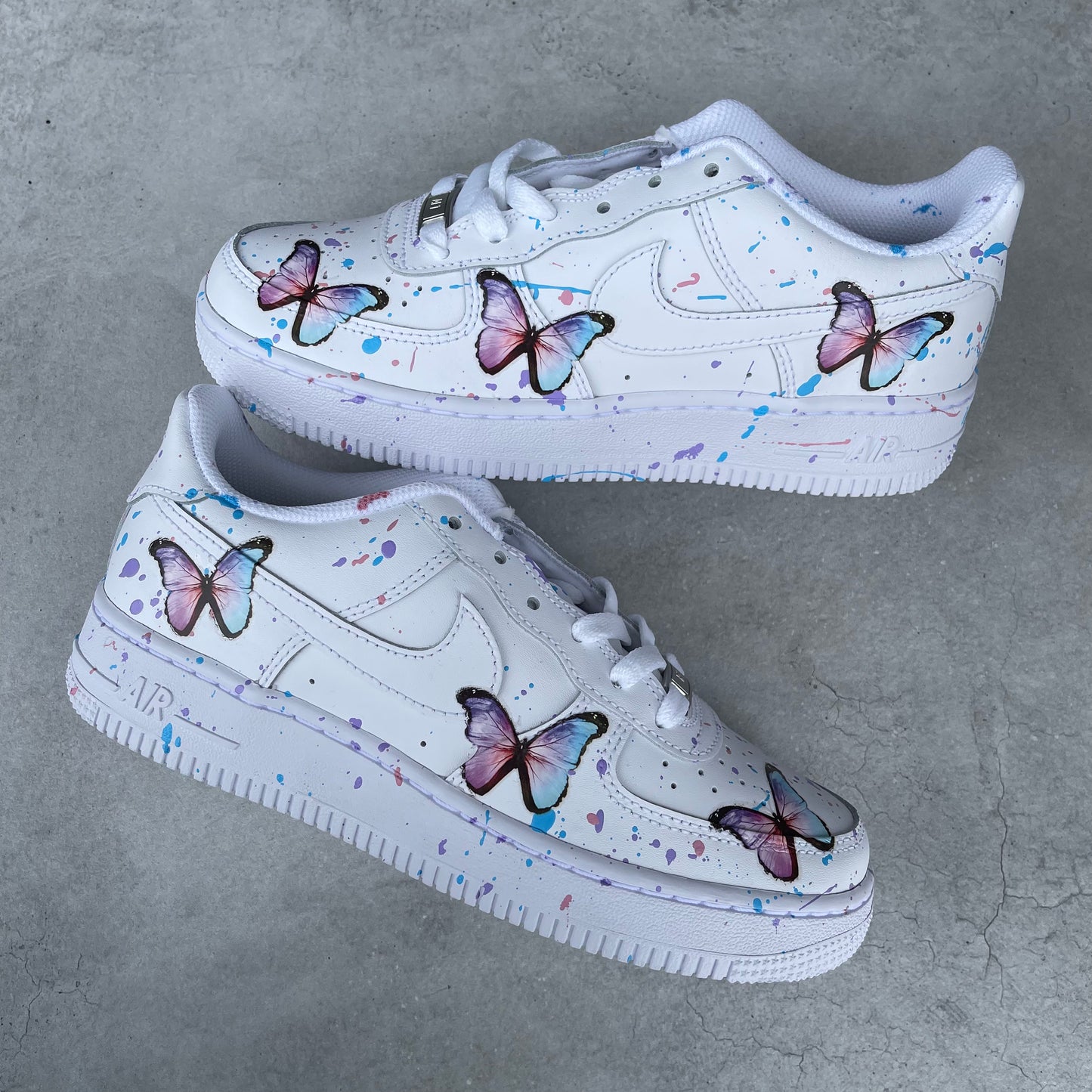 Custom AIR FORCE 1  - Butterfly splash (blue/pink/purple)