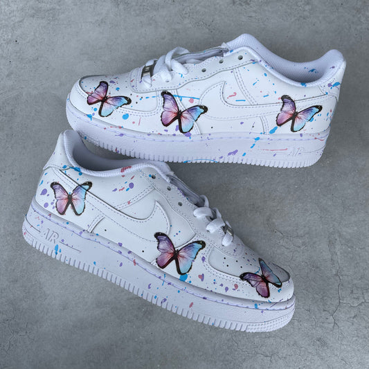 Custom AIR FORCE 1  - Butterfly splash (blue/pink/purple)
