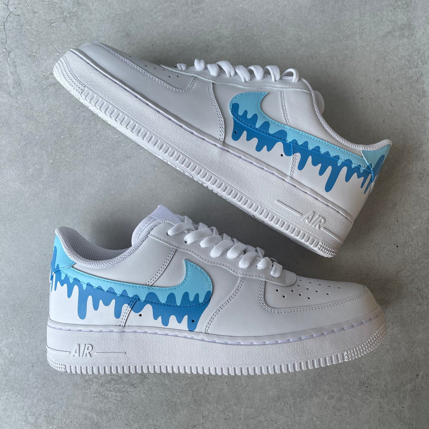 Custom AIR FORCE 1 - Dripping swoosh (double blue)