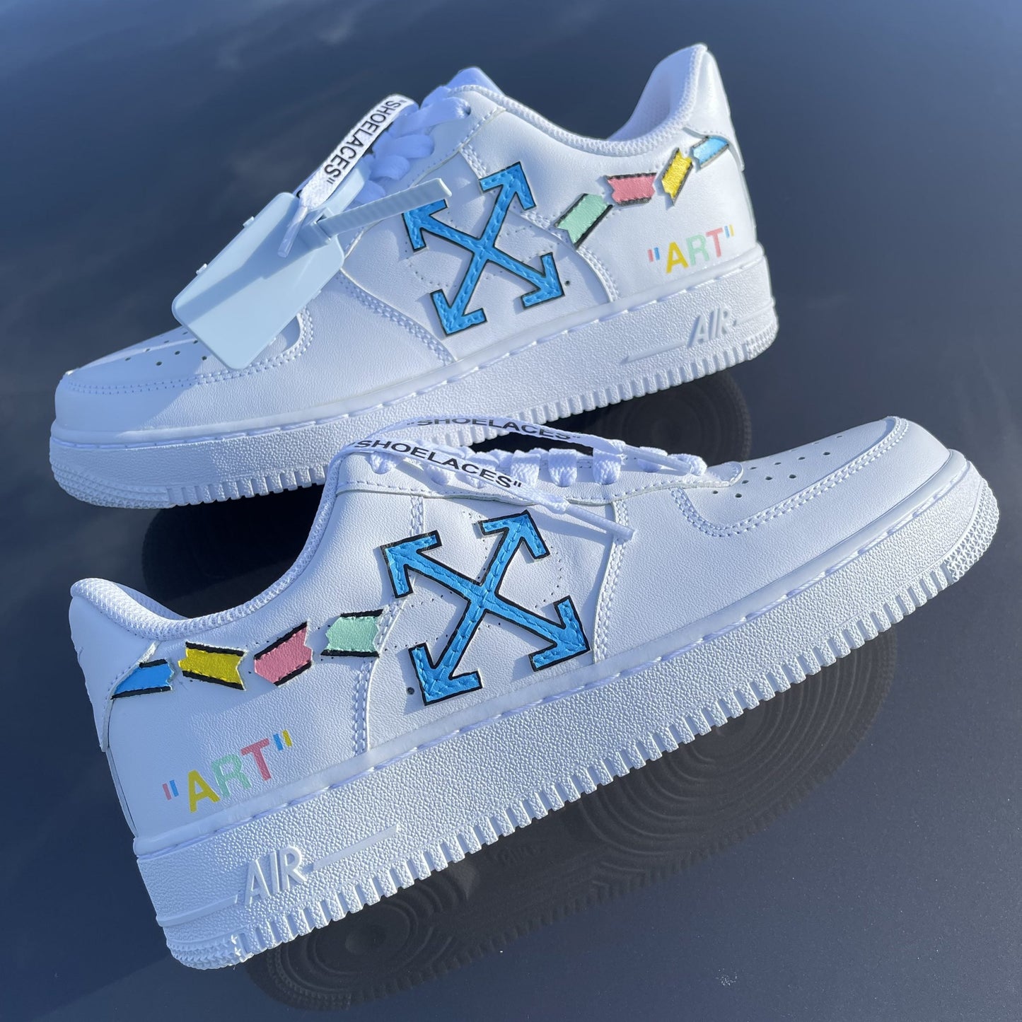 Custom AIR FORCE 1 - Destroyed swoosh OFF WHITE