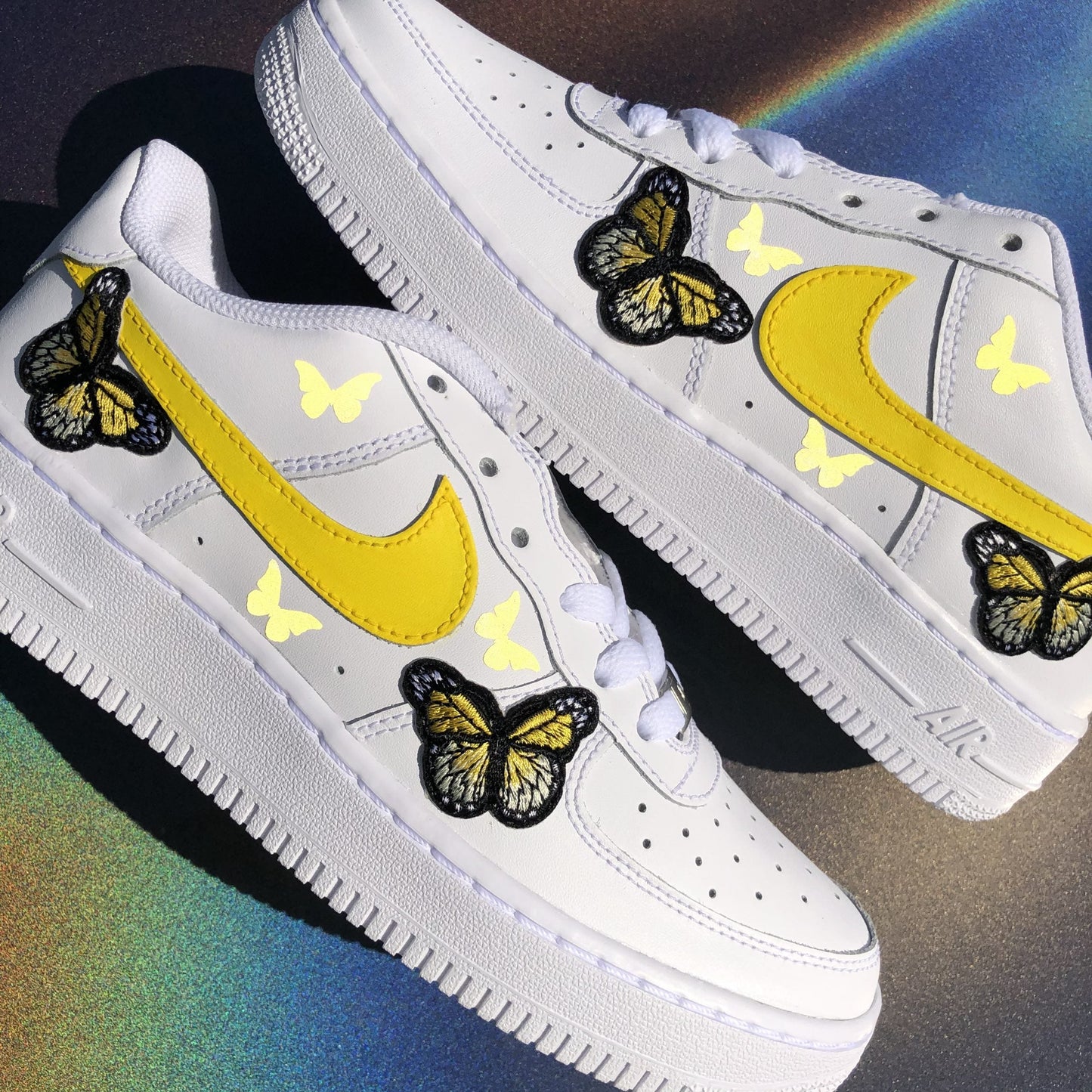 Custom AIR FORCE 1  - Butterfly reflective (yellow)