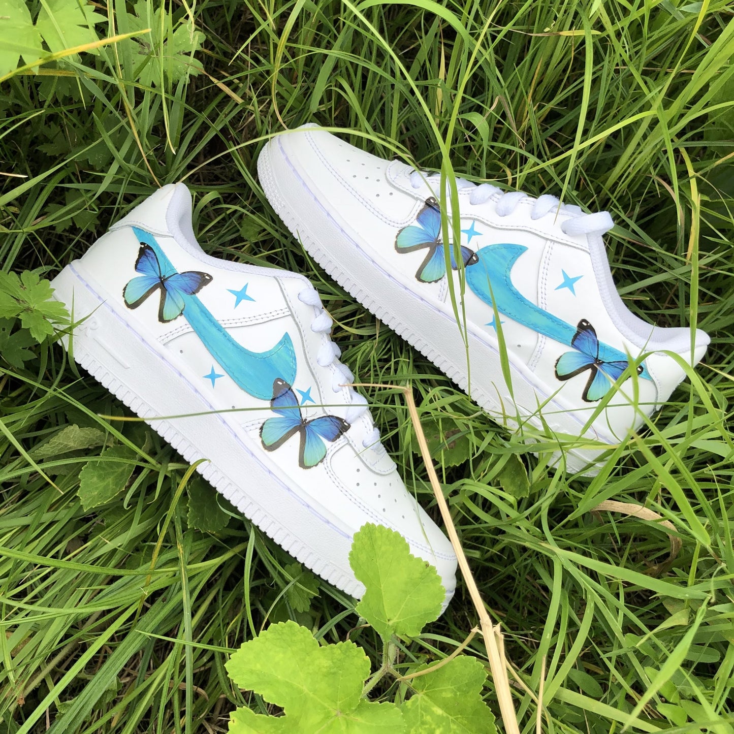 Custom AIR FORCE 1  - Butterfly turquoise