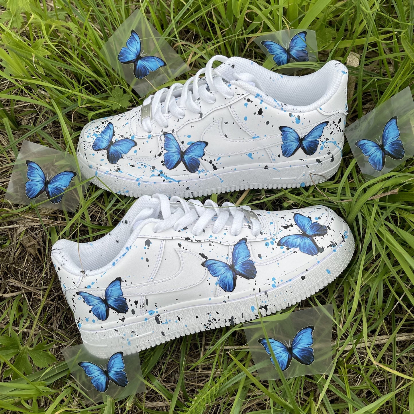 Custom AIR FORCE 1 - Butterfly splash (blue/black)