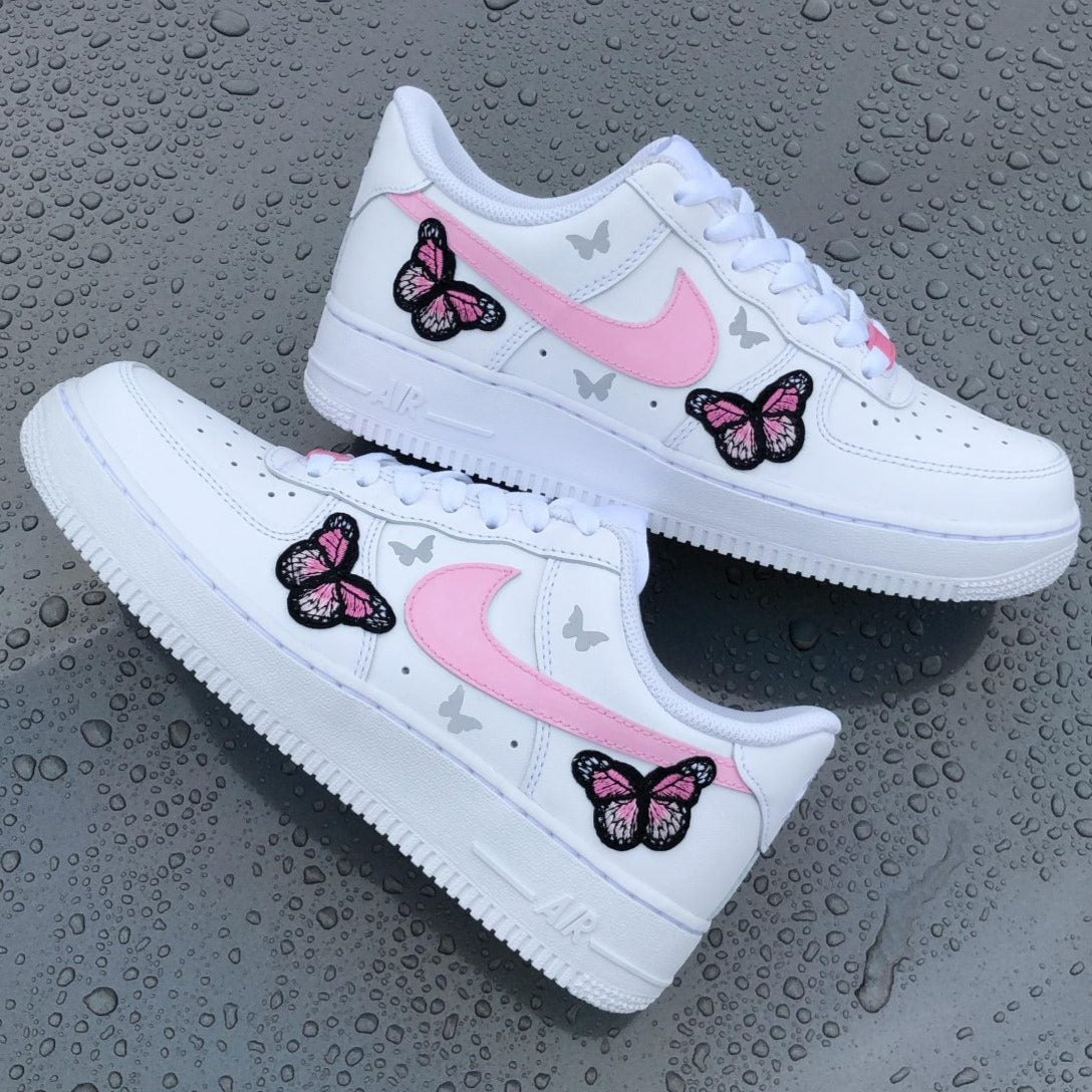Custom AIR FORCE 1  - Butterfly reflective (pink)