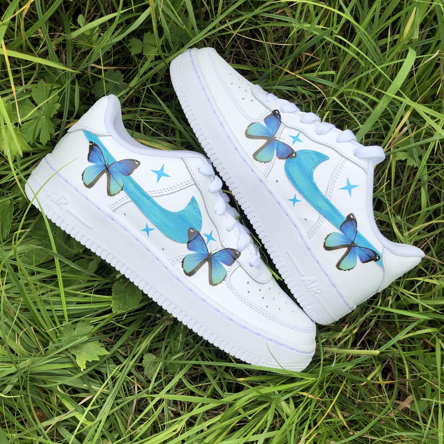 Custom AIR FORCE 1  - Butterfly turquoise