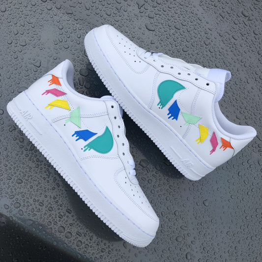 Custom AIR FORCE 1  - Destroyed swooshes drip
