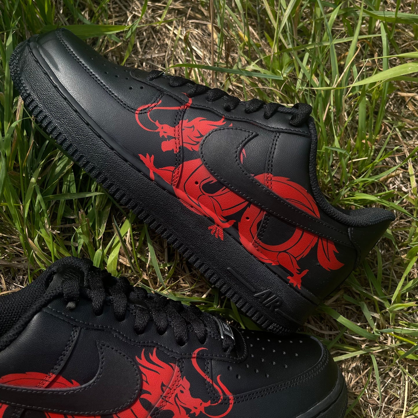Custom AIR FORCE 1 black - Dragon (red)