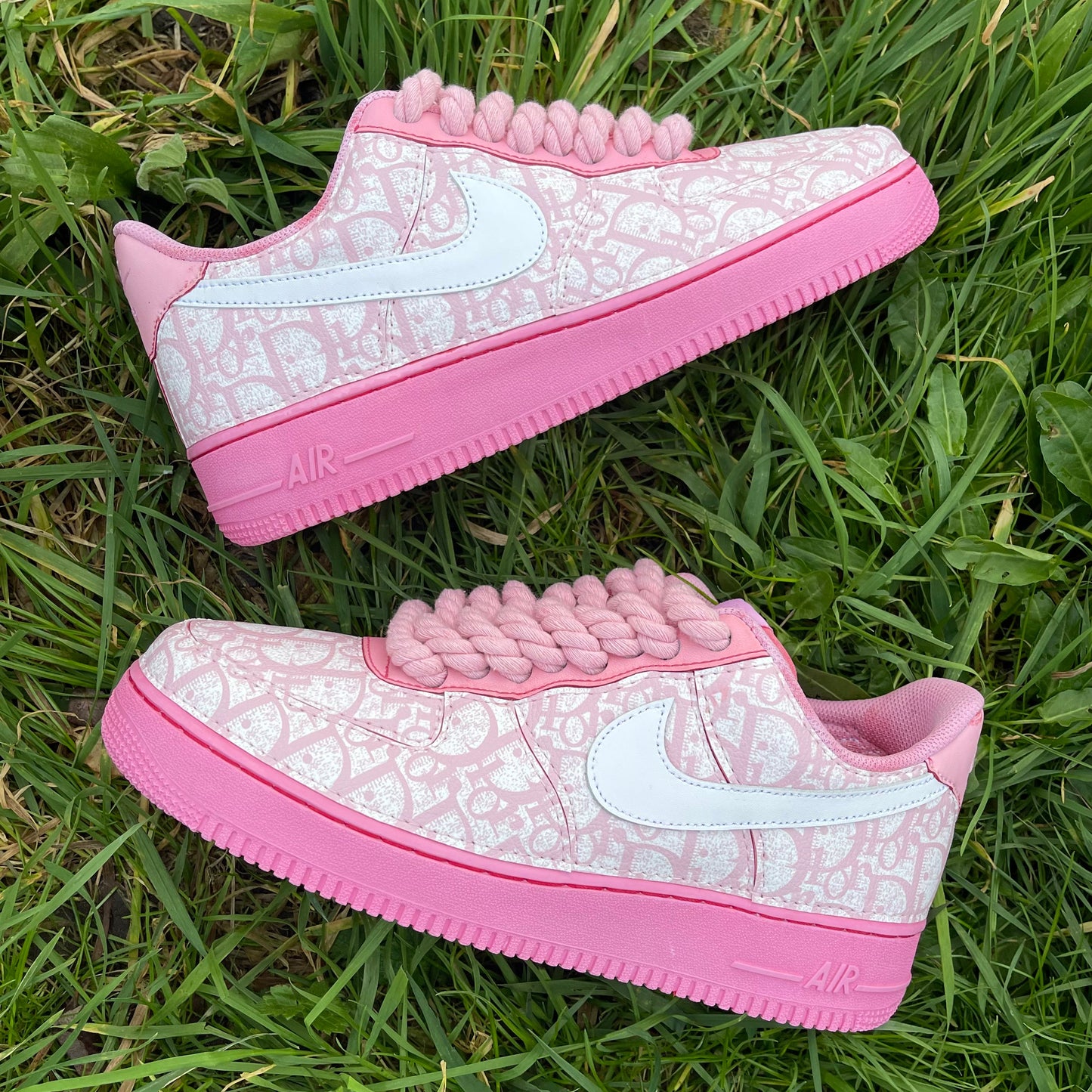 Custom AIR FORCE 1 - Full Christian D pink (rope laces)