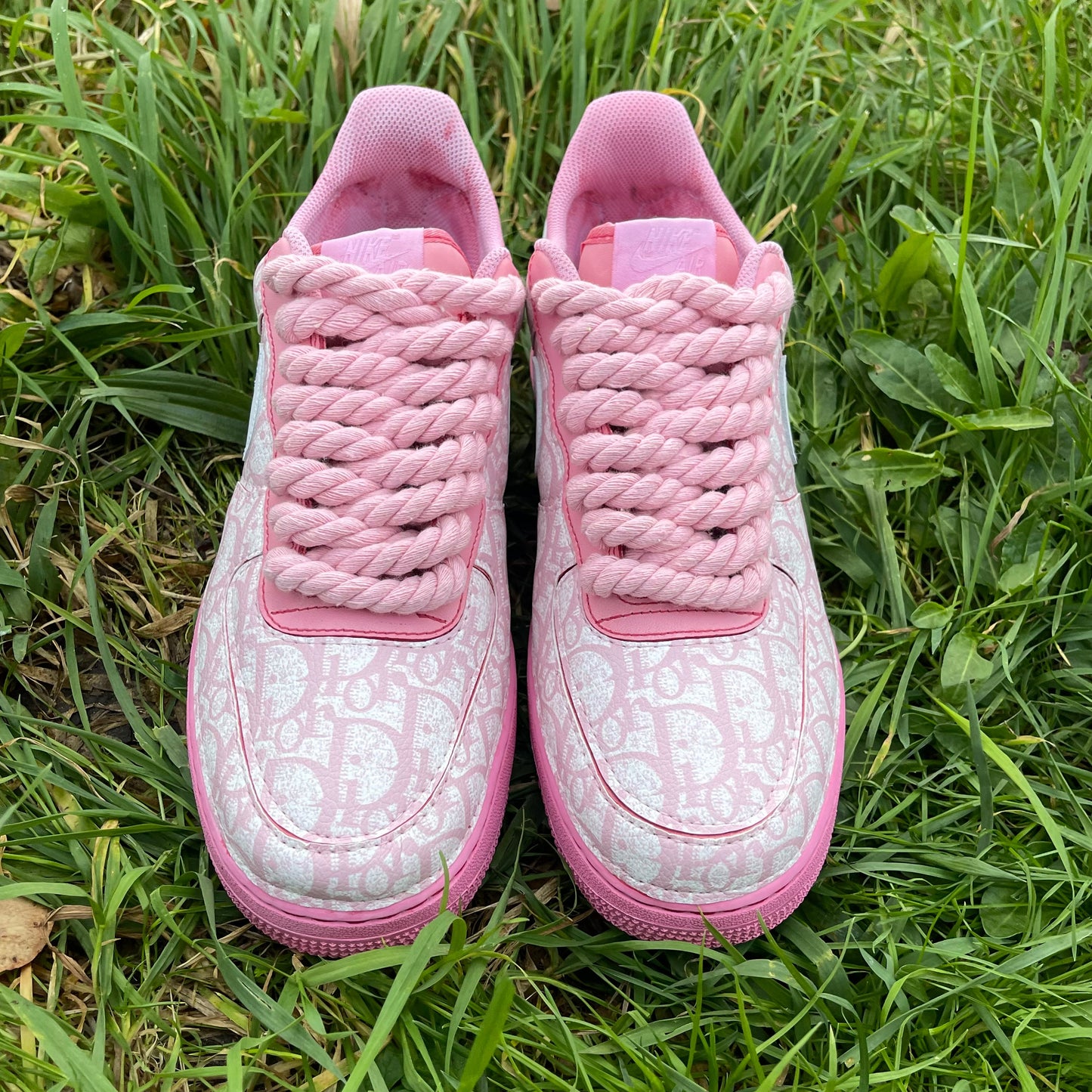 Custom AIR FORCE 1 - Full Christian D pink (rope laces)