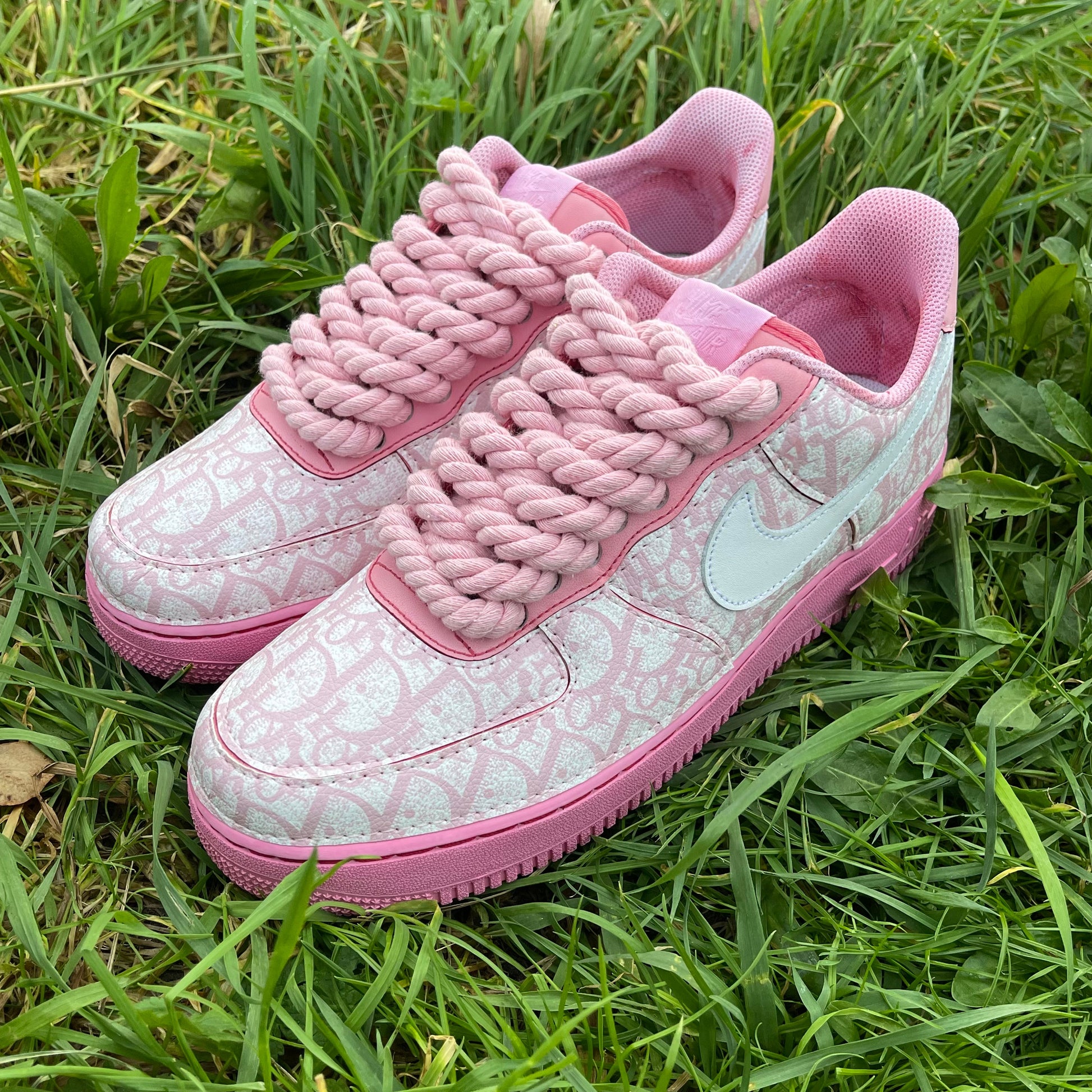 Custom Air Force 1 Pink CDG White Off-White Laces